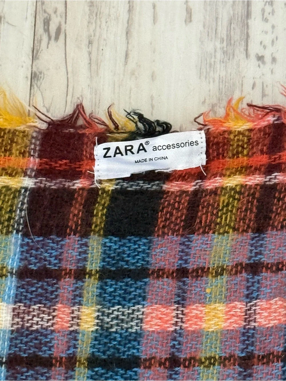 ZARA Accessories Mustard Yellow Plaid Scarf Lightweight Cozy Versatile